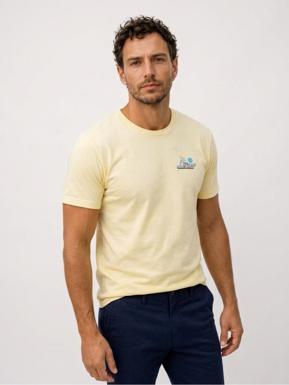 Ocean + Coast Pale Yellow Short Sleeve Graphic Tee size large